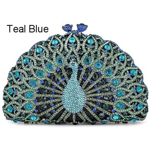 NEW Sparkling Bling Swarovski Crystal Rhinestone Peacock Clutch Bird Pur… - Picture 16 of 17
